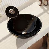 Rene 17" Round Glass Bathroom Sink, Noir, with Faucet, R5-5001-NOR-WF-C - The Sink Boutique