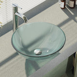 Rene 17" Round Glass Bathroom Sink, Frosted, with Faucet, R5-5002-R9-7001-C - The Sink Boutique