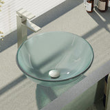 Rene 17" Round Glass Bathroom Sink, Frosted, with Faucet, R5-5002-R9-7003-BN - The Sink Boutique