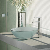 Rene 17" Round Glass Bathroom Sink, Frosted, with Faucet, R5-5002-R9-7003-C - The Sink Boutique