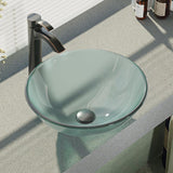 Rene 17" Round Glass Bathroom Sink, Frosted, with Faucet, R5-5002-R9-7006-ABR - The Sink Boutique