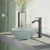 Rene 17" Round Glass Bathroom Sink, Frosted, with Faucet, R5-5002-R9-7006-ABR - The Sink Boutique