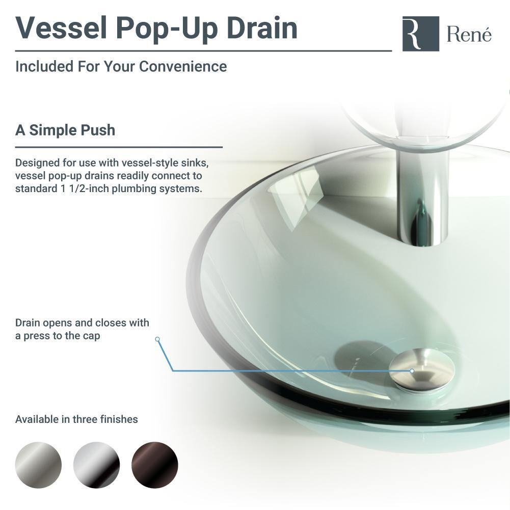 Glass Vessel Sink in Frosted with R9-7006 Faucet and Pop-Up Drain in Chrome Glass Vessel Sink in Frosted with R9-7006 Faucet and Pop-Up Drain in Chrome