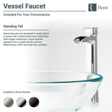 Rene 17" Round Glass Bathroom Sink, Frosted, with Faucet, R5-5002-R9-7007-BN - The Sink Boutique