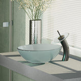 Rene 17" Round Glass Bathroom Sink, Frosted, with Faucet, R5-5002-WF-ABR - The Sink Boutique