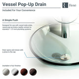 Rene 17" Round Glass Bathroom Sink, Frosted, with Faucet, R5-5002-WF-ABR - The Sink Boutique