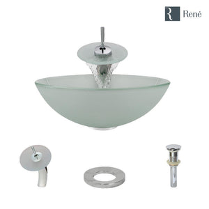 Alternate Image for Rene 17" Round Glass Bathroom Sink, Frosted, with Faucet, R5-5002-WF-C