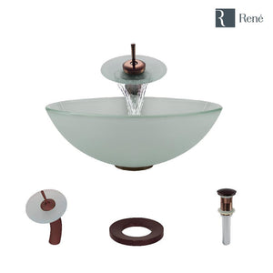 Alternate Image for Rene 17" Round Glass Bathroom Sink, Frosted, with Faucet, R5-5002-WF-ORB