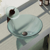 Rene 17" Round Glass Bathroom Sink, Frosted, with Faucet, R5-5002-WF-ORB - The Sink Boutique