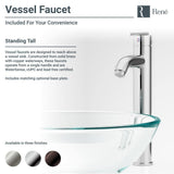 Rene 17" Square Glass Bathroom Sink, Cashmere, with Faucet, R5-5003-CAS-R9-7001-BN - The Sink Boutique