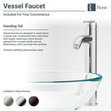 Rene 17" Square Glass Bathroom Sink, Cashmere, with Faucet, R5-5003-CAS-R9-7001-C - The Sink Boutique