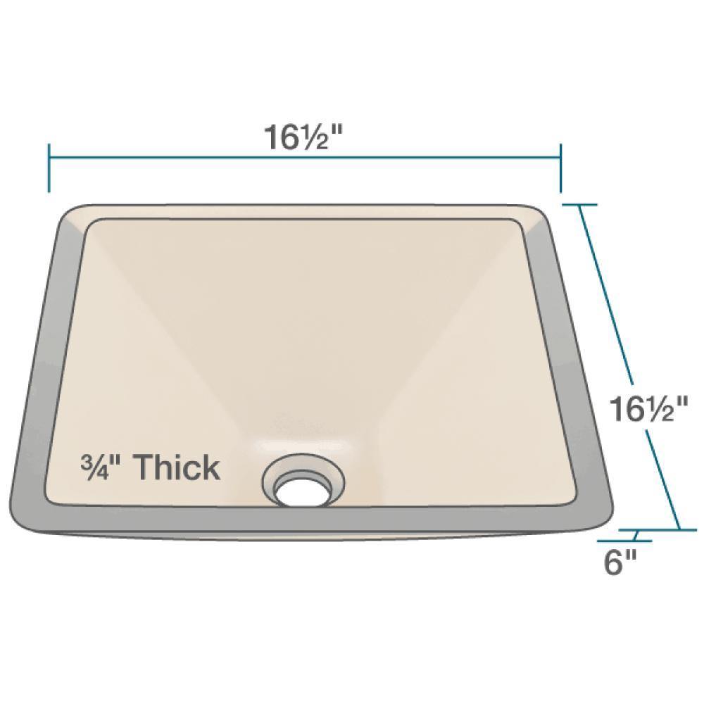 Rene 17" Square Glass Bathroom Sink, Cashmere, with Faucet, R5-5003-CAS-R9-7003-ABR - The Sink Boutique