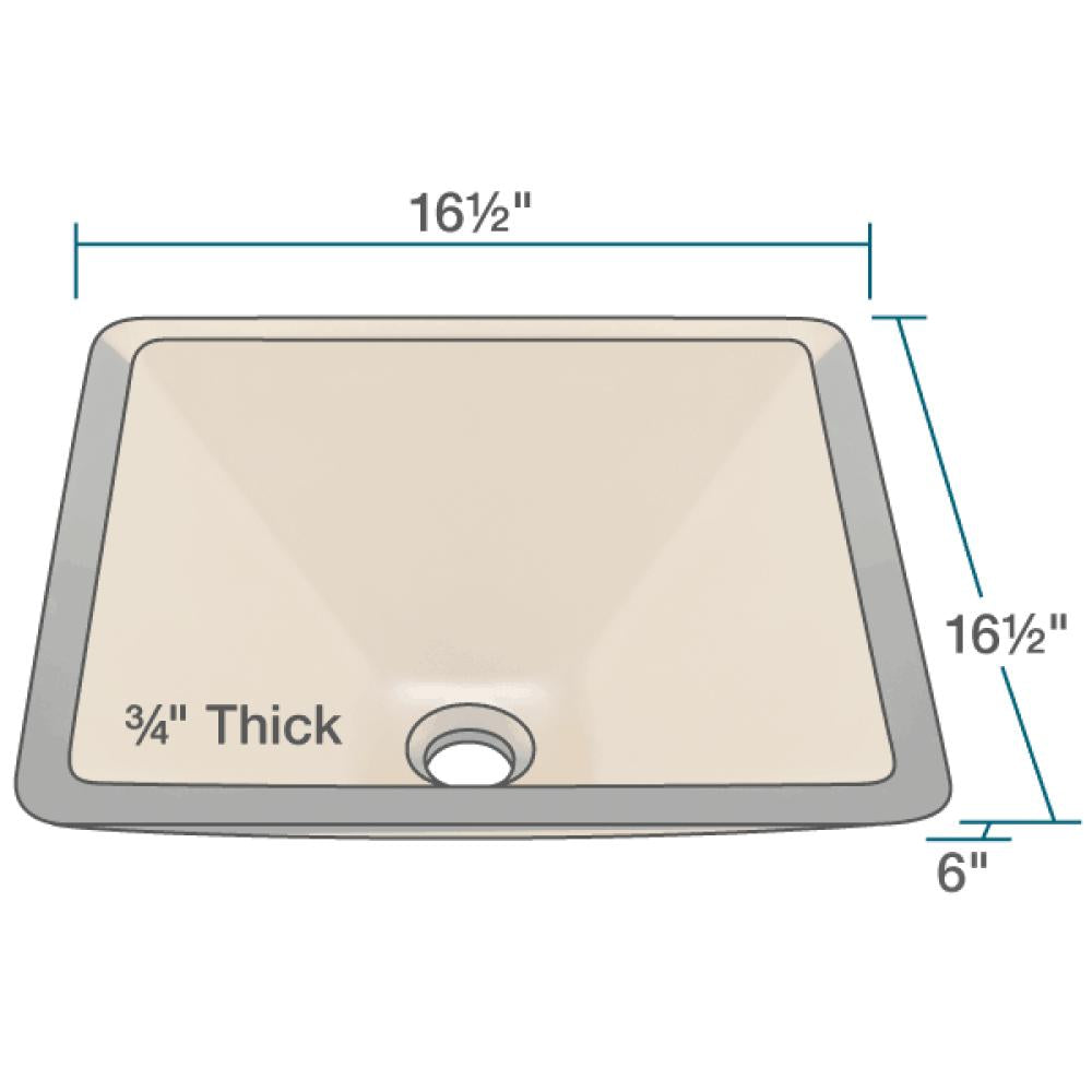 Rene 17" Square Glass Bathroom Sink, Cashmere, with Faucet, R5-5003-CAS-R9-7007-C - The Sink Boutique