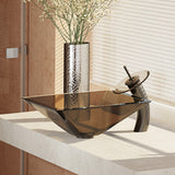 Rene 17" Square Glass Bathroom Sink, Cashmere, with Faucet, R5-5003-CAS-WF-ABR - The Sink Boutique