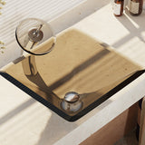 Rene 17" Square Glass Bathroom Sink, Cashmere, with Faucet, R5-5003-CAS-WF-C - The Sink Boutique