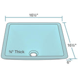 Rene 17" Square Glass Bathroom Sink, Cerulean, with Faucet, R5-5003-CER-R9-7001-BN - The Sink Boutique