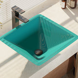 Rene 17" Square Glass Bathroom Sink, Cerulean, with Faucet, R5-5003-CER-R9-7003-ABR - The Sink Boutique