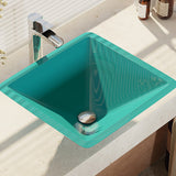 Rene 17" Square Glass Bathroom Sink, Cerulean, with Faucet, R5-5003-CER-R9-7007-C - The Sink Boutique