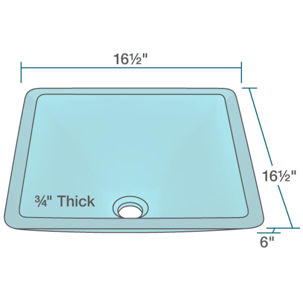 Rene 17" Square Glass Bathroom Sink, Cerulean, with Faucet, R5-5003-CER-WF-ORB - The Sink Boutique