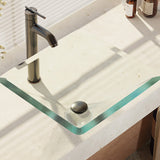 Rene 17" Square Glass Bathroom Sink, Crystal, with Faucet, R5-5003-CRY-R9-7001-ABR - The Sink Boutique
