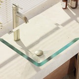 Rene 17" Square Glass Bathroom Sink, Crystal, with Faucet, R5-5003-CRY-R9-7001-BN - The Sink Boutique