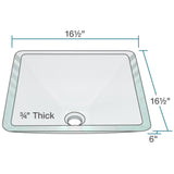 Rene 17" Square Glass Bathroom Sink, Crystal, with Faucet, R5-5003-CRY-R9-7006-BN - The Sink Boutique
