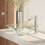 Rene 17" Square Glass Bathroom Sink, Crystal, with Faucet, R5-5003-CRY-R9-7006-C - The Sink Boutique