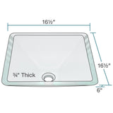 Rene 17" Square Glass Bathroom Sink, Crystal, with Faucet, R5-5003-CRY-R9-7007-BN - The Sink Boutique
