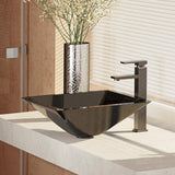 Rene 17" Square Glass Bathroom Sink, Noir, with Faucet, R5-5003-NOR-R9-7003-ABR - The Sink Boutique