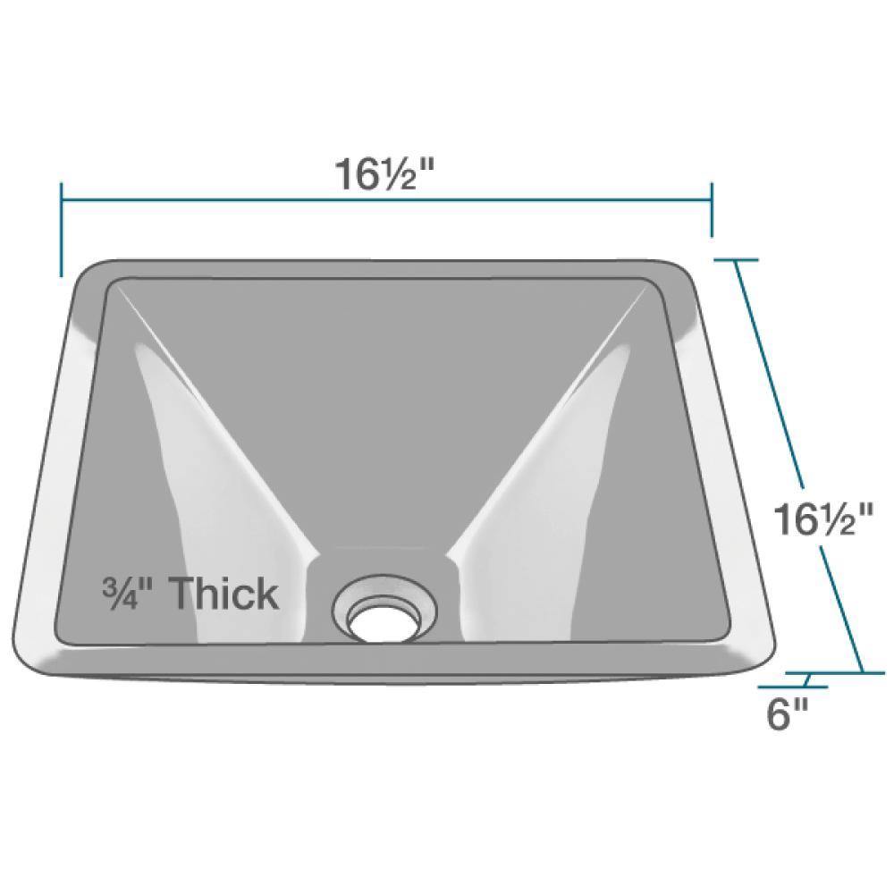Rene 17" Square Glass Bathroom Sink, Noir, with Faucet, R5-5003-NOR-R9-7007-ABR - The Sink Boutique