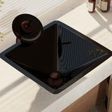 Rene 17" Square Glass Bathroom Sink, Noir, with Faucet, R5-5003-NOR-WF-ORB - The Sink Boutique