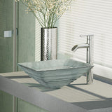 Rene 17" Square Glass Bathroom Sink, Textured, with Faucet, R5-5004-R9-7001-C - The Sink Boutique
