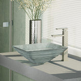 Rene 17" Square Glass Bathroom Sink, Textured, with Faucet, R5-5004-R9-7003-BN - The Sink Boutique