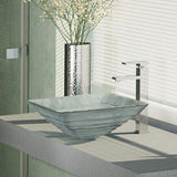 Rene 17" Square Glass Bathroom Sink, Textured, with Faucet, R5-5004-R9-7003-C - The Sink Boutique