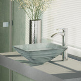 Rene 17" Square Glass Bathroom Sink, Textured, with Faucet, R5-5004-R9-7006-C - The Sink Boutique