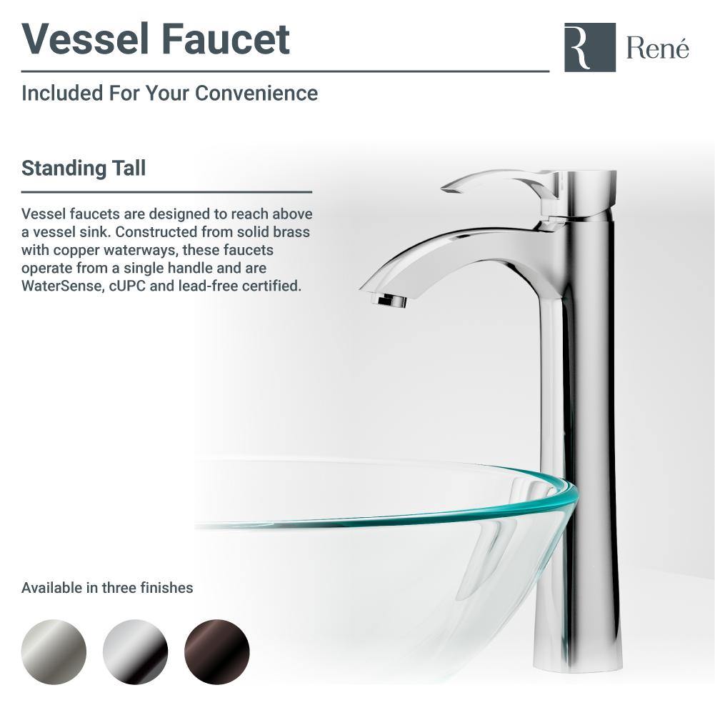 Rene 17" Square Glass Bathroom Sink, Textured, with Faucet, R5-5004-R9-7006-C - The Sink Boutique