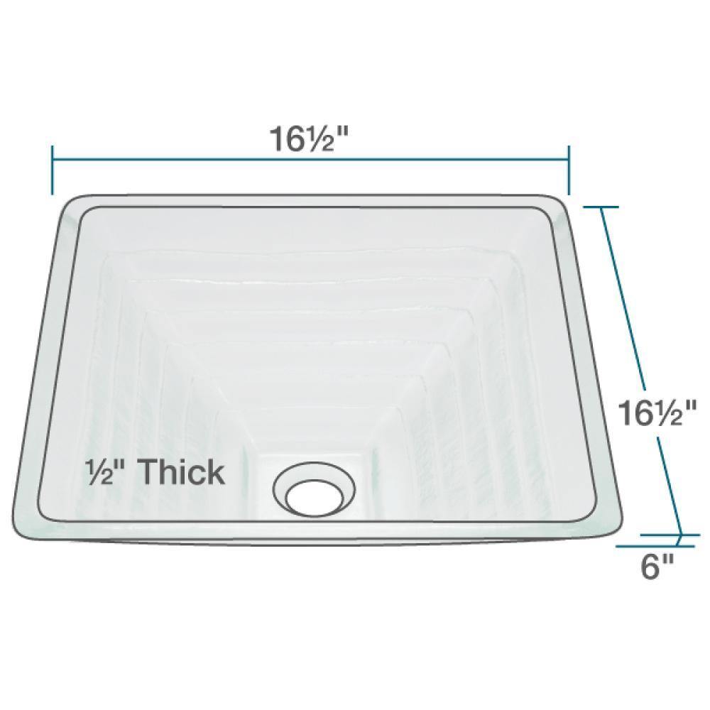 Rene 17" Square Glass Bathroom Sink, Textured, with Faucet, R5-5004-R9-7006-C - The Sink Boutique