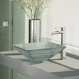 Rene 17" Square Glass Bathroom Sink, Textured, with Faucet, R5-5004-R9-7007-C - The Sink Boutique