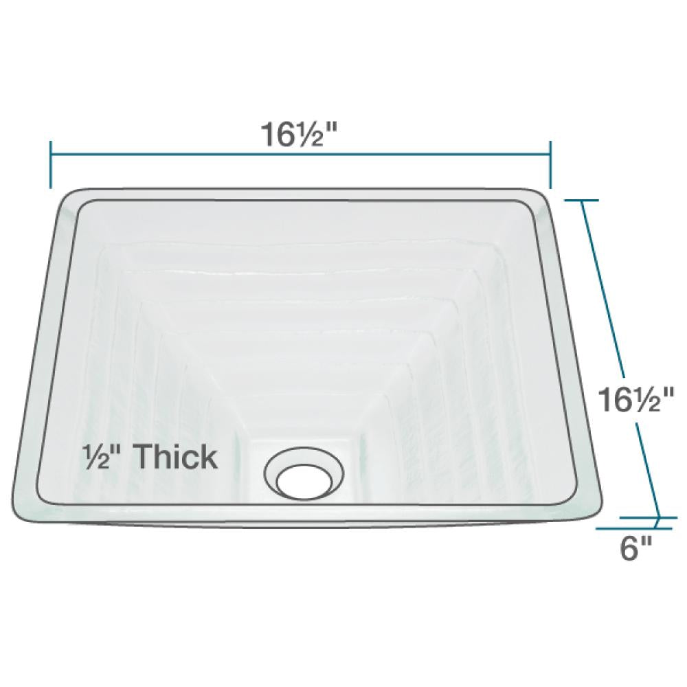 Rene 17" Square Glass Bathroom Sink, Textured, with Faucet, R5-5004-WF-ABR - The Sink Boutique