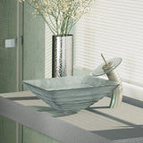 Rene 17" Square Glass Bathroom Sink, Textured, with Faucet, R5-5004-WF-BN - The Sink Boutique