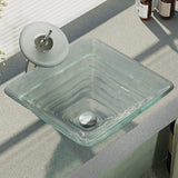Rene 17" Square Glass Bathroom Sink, Textured, with Faucet, R5-5004-WF-C - The Sink Boutique