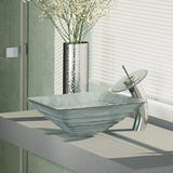 Rene 17" Square Glass Bathroom Sink, Textured, with Faucet, R5-5004-WF-C - The Sink Boutique