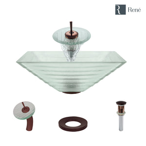 Alternate Image for Rene 17" Square Glass Bathroom Sink, Textured, with Faucet, R5-5004-WF-ORB