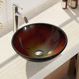 Rene 17" Round Glass Bathroom Sink, Gradient Red, with Faucet, R5-5007-R9-7001-C - The Sink Boutique