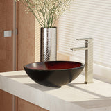 Rene 17" Round Glass Bathroom Sink, Gradient Red, with Faucet, R5-5007-R9-7003-BN - The Sink Boutique
