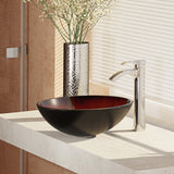 Rene 17" Round Glass Bathroom Sink, Gradient Red, with Faucet, R5-5007-R9-7006-C - The Sink Boutique