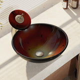 Rene 17" Round Glass Bathroom Sink, Gradient Red, with Faucet, R5-5007-WF-BN - The Sink Boutique
