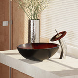 Rene 17" Round Glass Bathroom Sink, Gradient Red, with Faucet, R5-5007-WF-C - The Sink Boutique