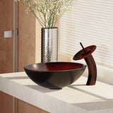 Rene 17" Round Glass Bathroom Sink, Gradient Red, with Faucet, R5-5007-WF-ORB - The Sink Boutique