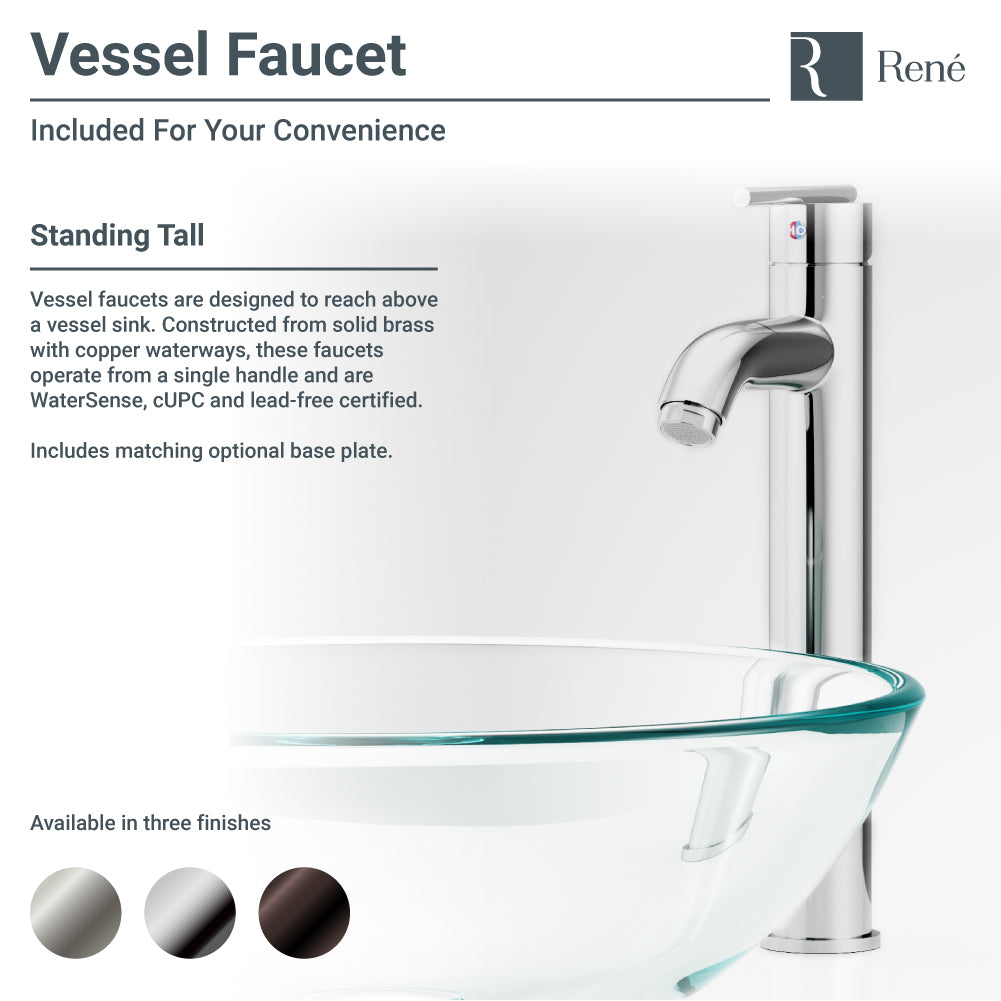 Rene 17" Round Glass Bathroom Sink, Gradient Blue, with Faucet, R5-5008-R9-7001-BN - The Sink Boutique